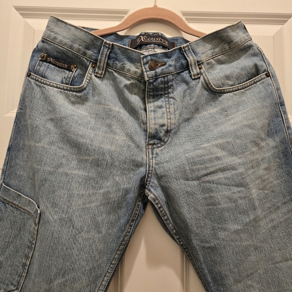 Vintage Y2K Jeans 32 Mid Rise Blue Pocket Medium Light Wash Cotton Straight Leg - Picture 3 of 12